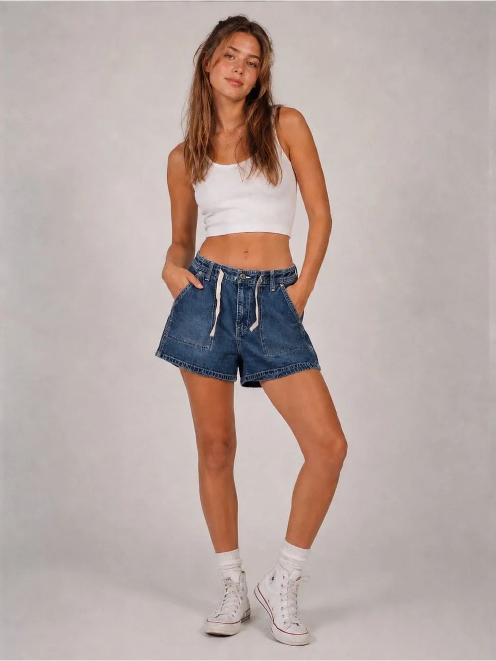 VTG 90s Jordache Medium Wash Tie Waist High Waisted Denim Short Sz 9/10 Indie